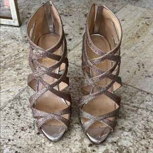 Christian Louboutin Brown Glitter Strappy Heels
